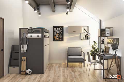 Soppalco Sky con zona studio attrezzata